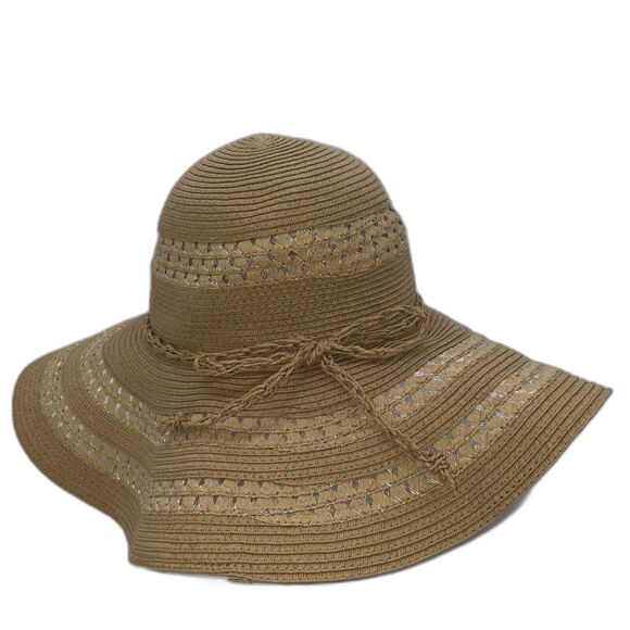 Vintage Rattan Woven Floppy Straw Sun Bucket Beach Hat One Size Light Brown - Picture 1 of 8
